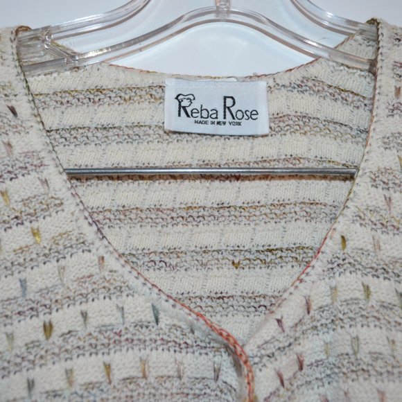 Reba Rose NewYork Knit Cotton Short Sleeves Button-Down Cardigan Women L - Picture 2 of 4